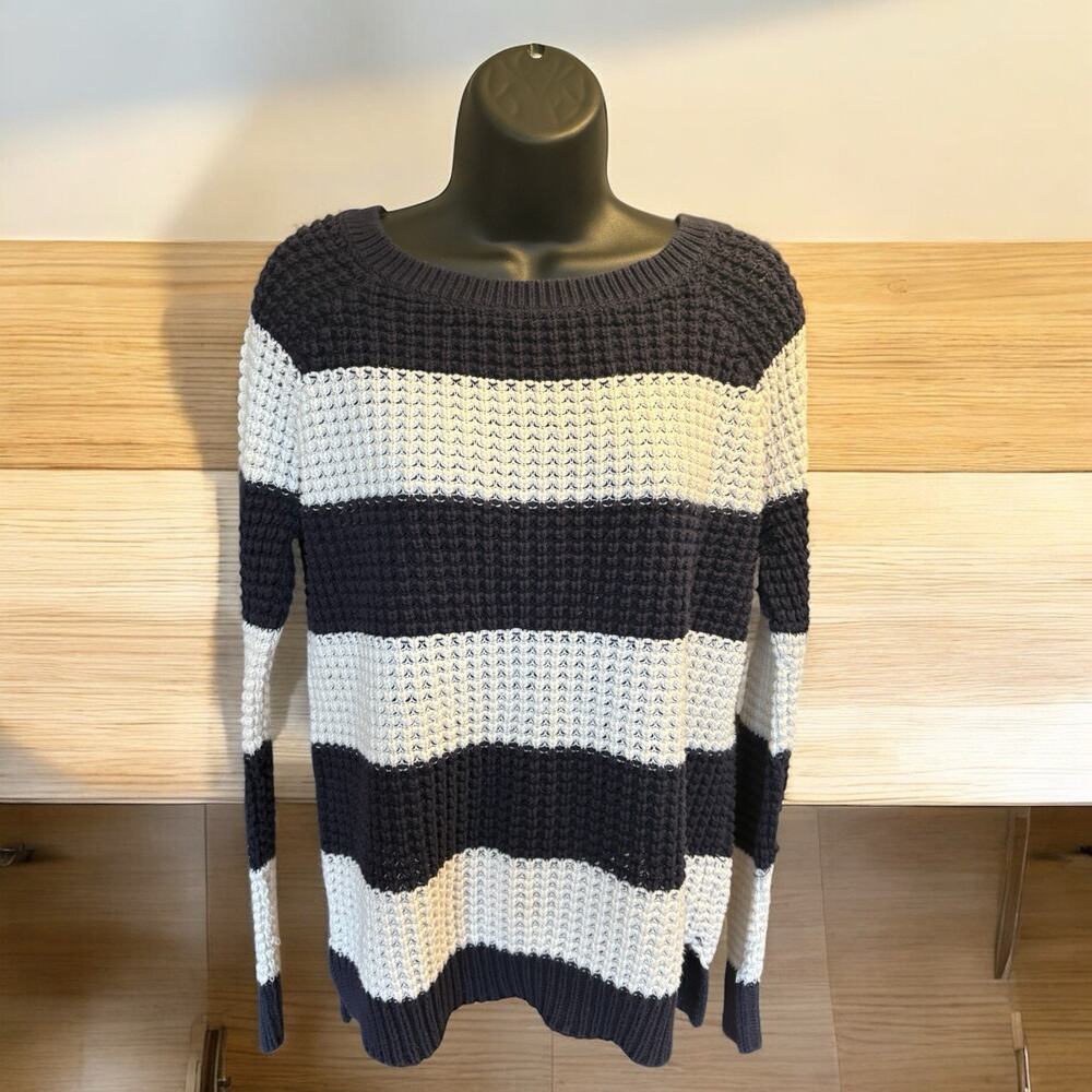 Womens American Eagle Outfitters Jegging Sweater Size M Navy Blue White Stripe